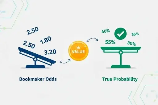 Positive value betting decision analysis using odds and probability evaluation 